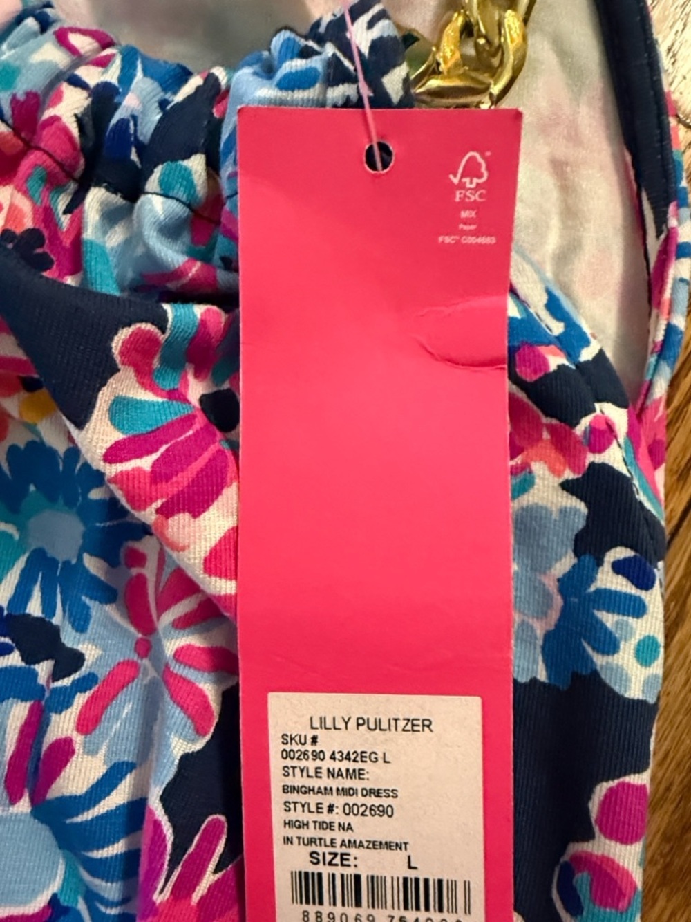 LILLY PULITZER Bingham Midi Dress High Tide In Turtle Amazement large NWT - Picture 4 of 8